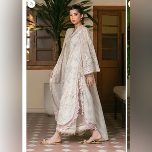 Elegant Cream fully embroidered Soraya brand Pakistani Indian dress